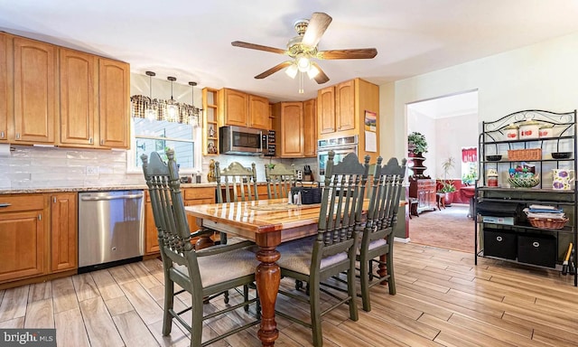 31 S Jersey Ave, Dorothy, NJ 08317 - dining space featuring a ceiling fan and light wood-style floors