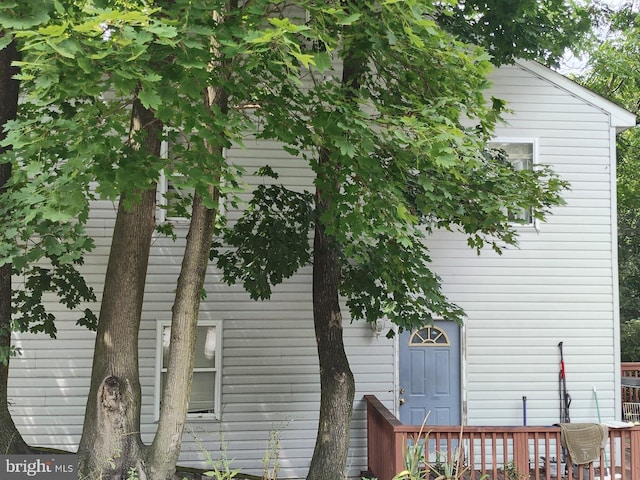 view of front of home with a deck