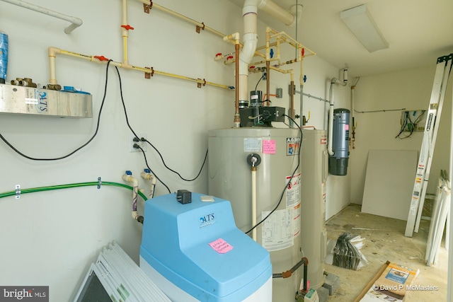 utility room featuring water heater