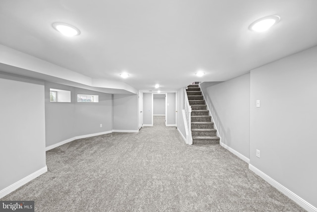 basement with carpet