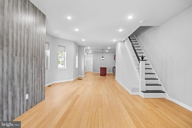 interior space with light hardwood / wood-style flooring