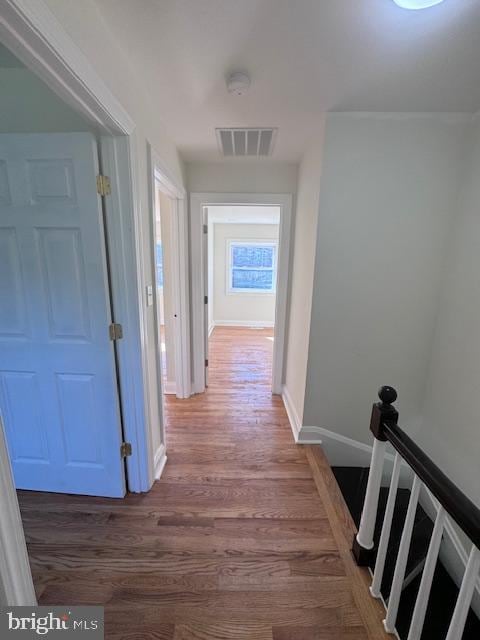 corridor featuring dark wood-type flooring