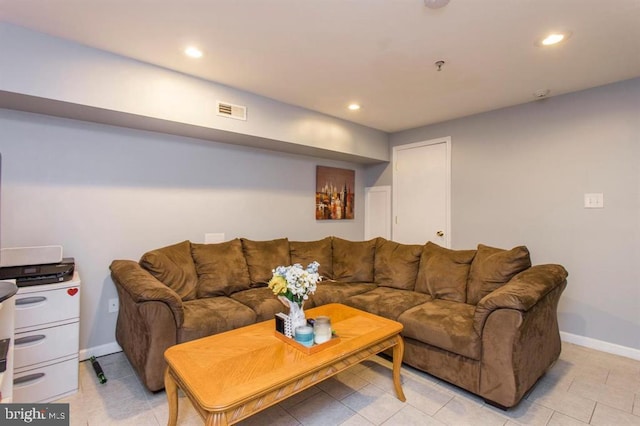 view of tiled living room