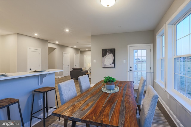 dining room featuring dark hardwood / wood-style flooring