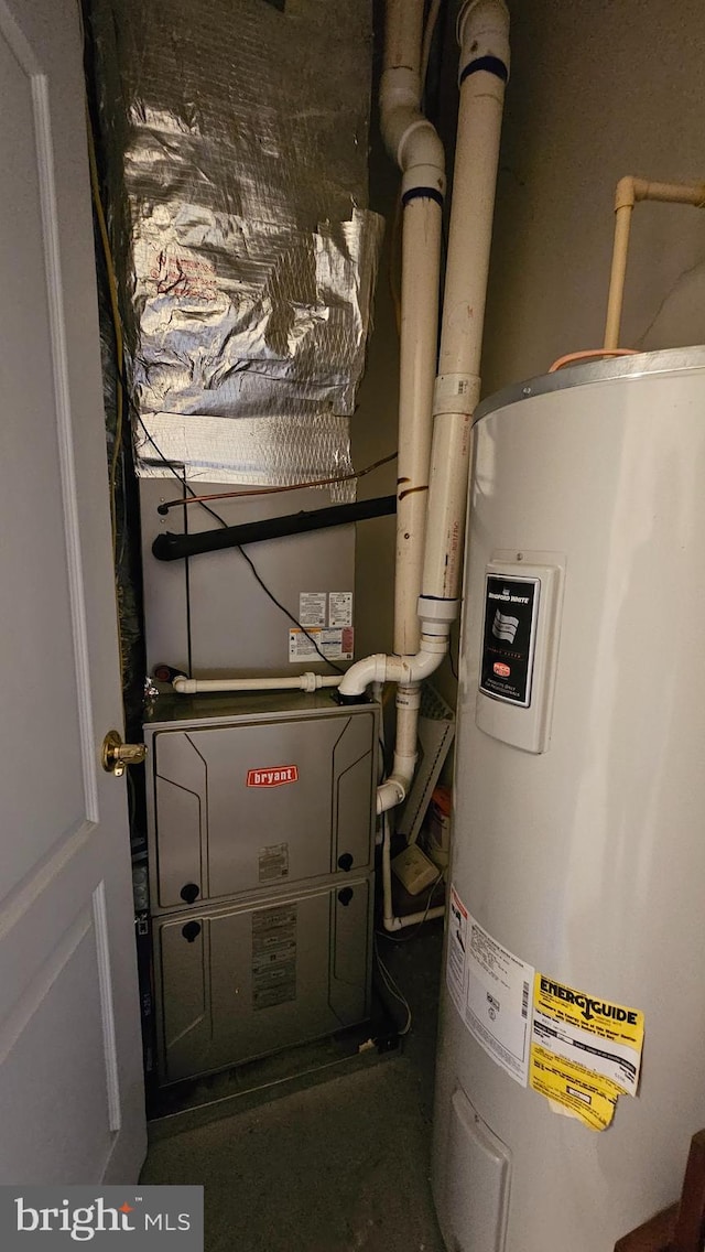 utility room with water heater