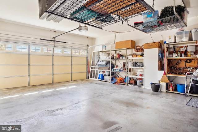 garage with a garage door opener