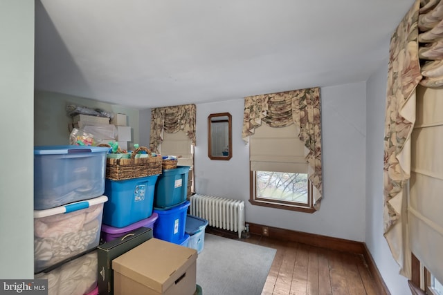 storage area featuring radiator