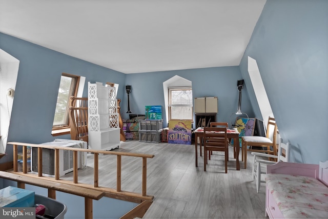 living room with wood finished floors