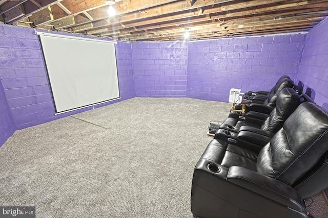 basement with carpet floors