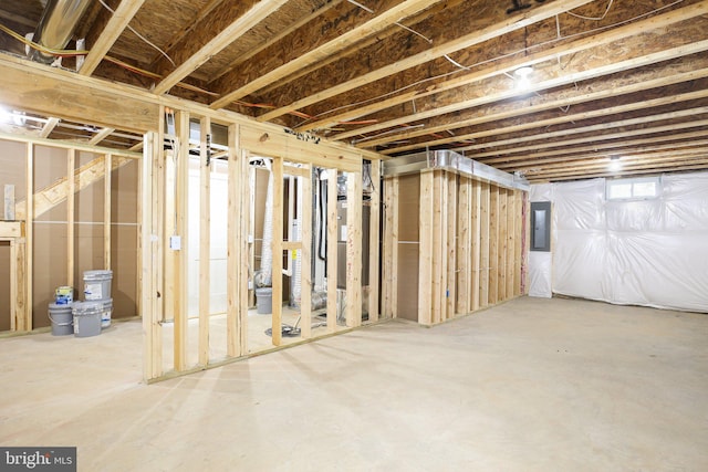 basement with electric panel