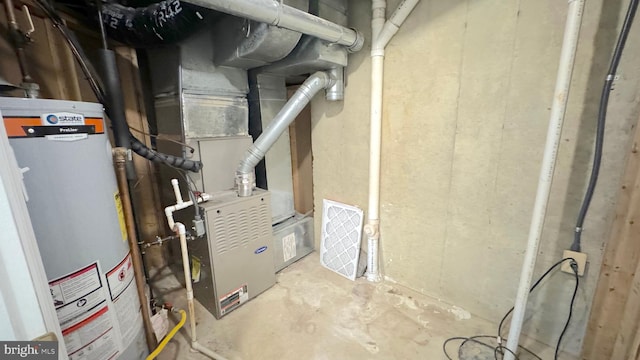 utility room with gas water heater