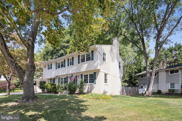 colonial house with a front lawn