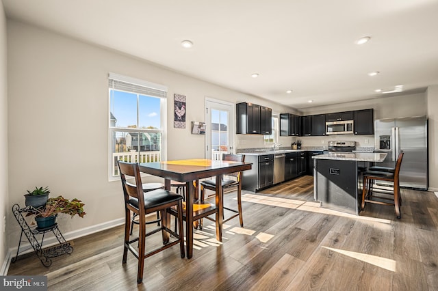 dining area featuring light hardwood / wood-style floors