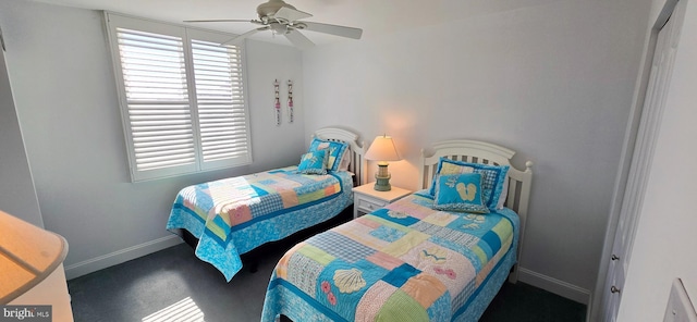 1 Virginia Ave Unit 501, Rehoboth Beach, DE 19971 - bedroom featuring baseboards, ceiling fan, and carpet