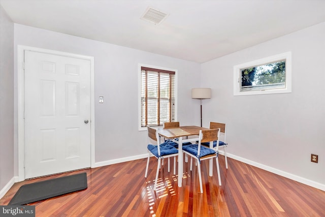 dining area featuring wood-type flooring