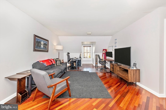 living room with hardwood / wood-style floors