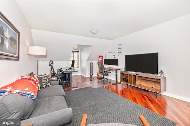 living room with hardwood / wood-style floors