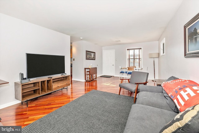 living room with hardwood / wood-style floors