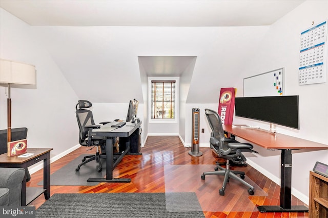 office area featuring hardwood / wood-style flooring