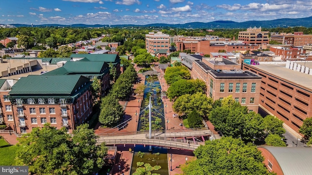 birds eye view of property featuring a mountain view