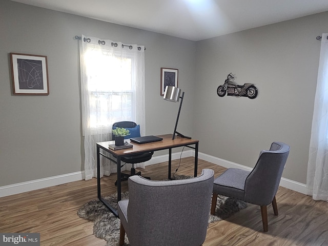 office area featuring hardwood / wood-style flooring