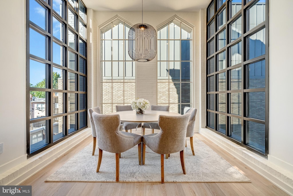 dining area with wood-type flooring