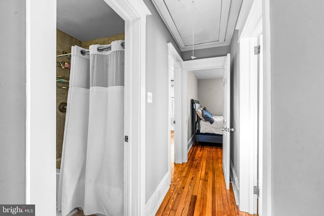 corridor with hardwood / wood-style floors