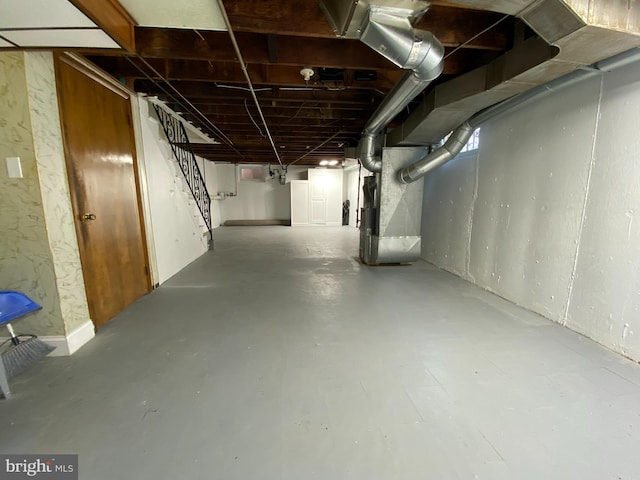 basement with heating unit