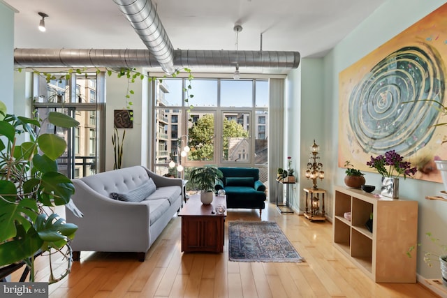 sitting room featuring light wood-type flooring