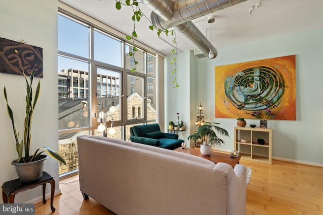 living room featuring light hardwood / wood-style flooring