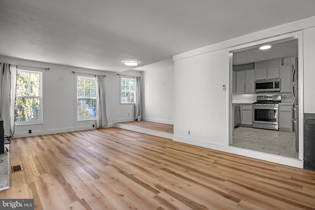 unfurnished living room featuring light hardwood / wood-style floors