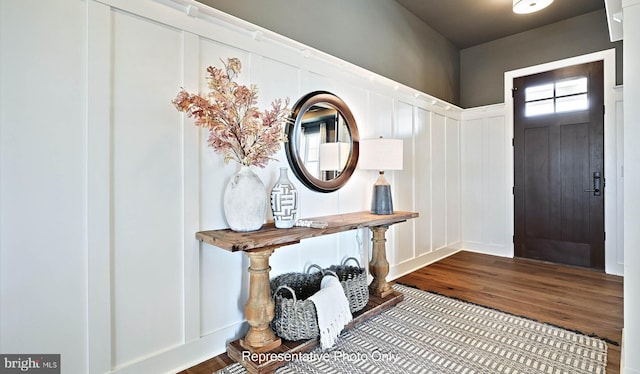 foyer with hardwood / wood-style flooring