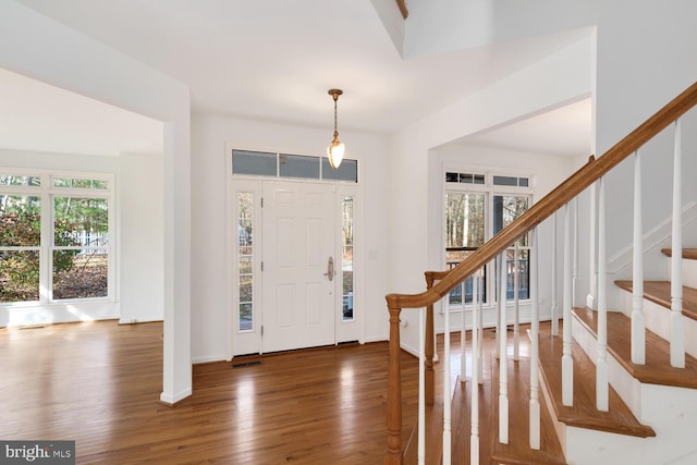 foyer entrance featuring dark hardwood / wood-style flooring