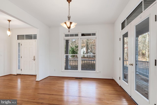 entryway featuring hardwood / wood-style floors and a healthy amount of sunlight