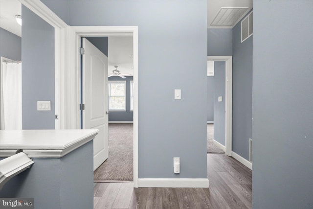 hall featuring hardwood / wood-style floors