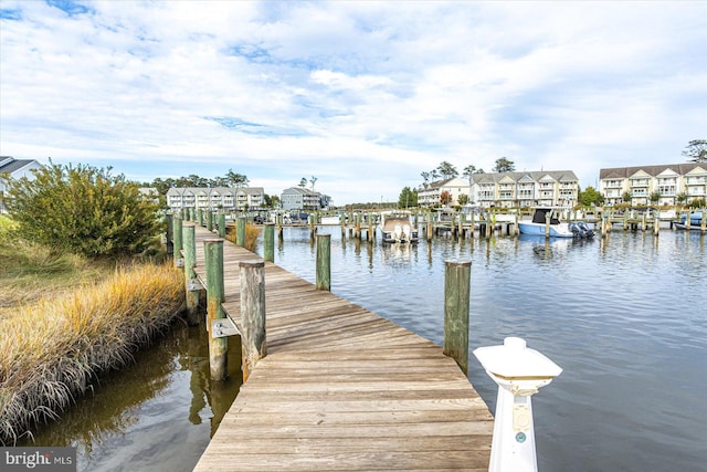 view of dock featuring a water view