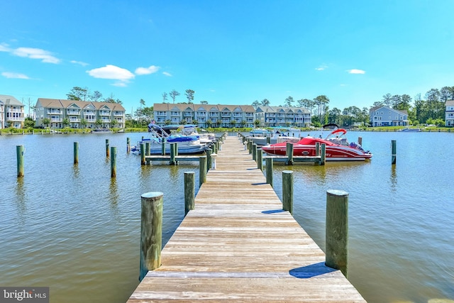 view of dock featuring a water view