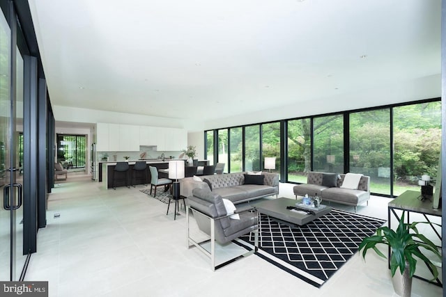 view of tiled living room