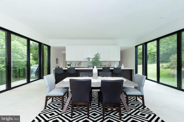 dining space with a healthy amount of sunlight and light tile patterned floors