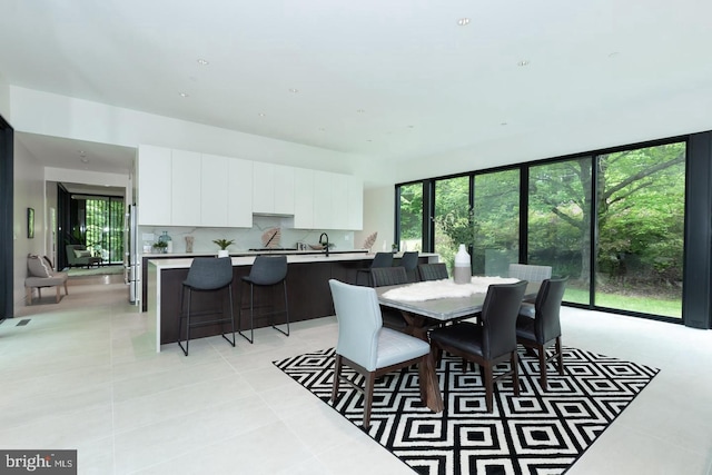 view of tiled dining room