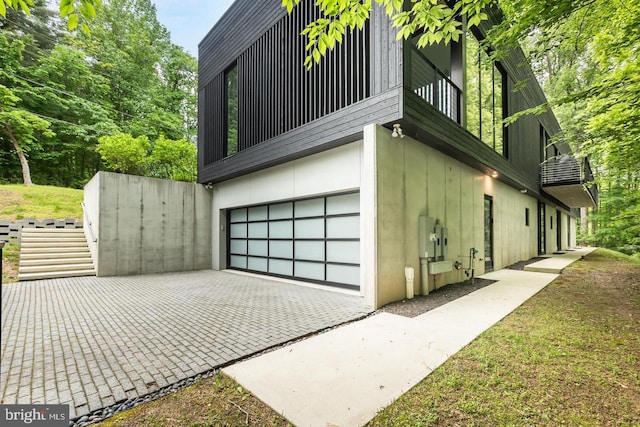 view of home's exterior featuring a garage