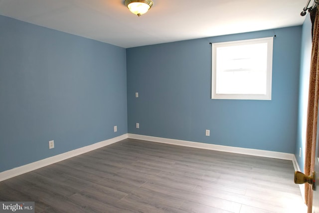 spare room featuring wood-type flooring