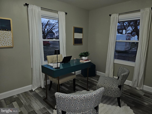 office with hardwood / wood-style floors