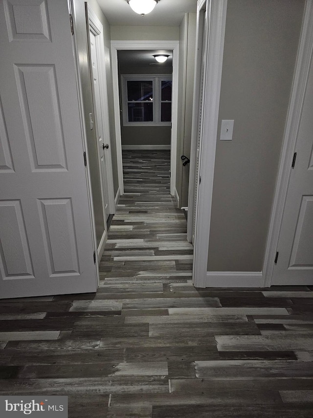 hallway featuring dark hardwood / wood-style flooring