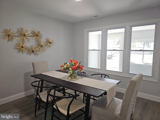 54 Shelbourne Ln, Willingboro, NJ 08046 - dining area featuring baseboards and dark wood-style flooring