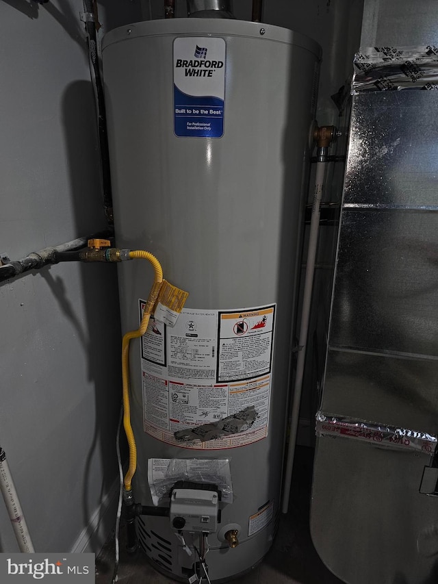 utility room featuring water heater