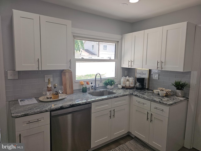 54 Shelbourne Ln, Willingboro, NJ 08046 - kitchen featuring dishwasher, a sink, and white cabinetry
