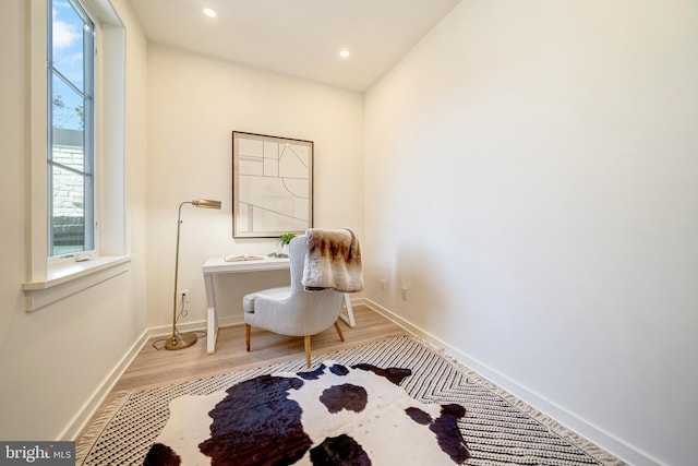 living area with light wood-type flooring