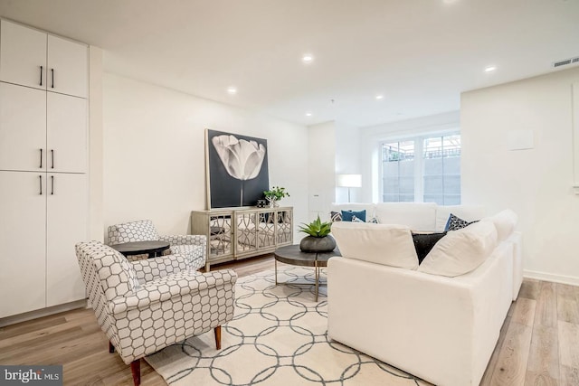 living room featuring light hardwood / wood-style flooring