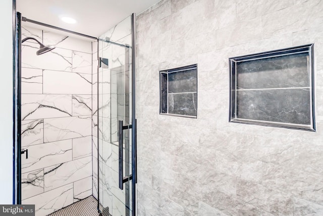 interior space featuring a shower stall